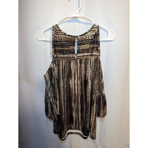 Robert Louis Women's Brown Bell Sleeve Cold Shoulder Top Size Small NWT RN87348 - Picture 10 of 15